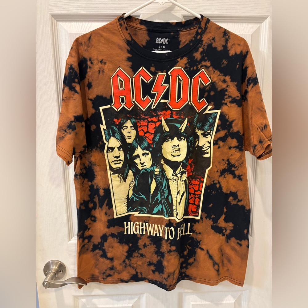 AC/DC Brown and Black Tie Dye T shirt